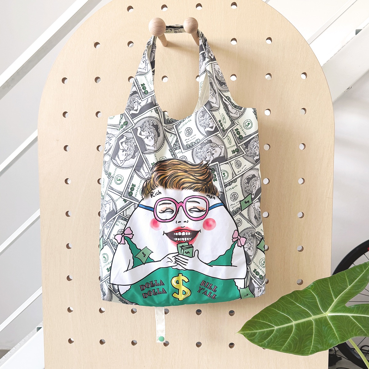 /新布料/ Dollar dollar bills 環保收納購物袋