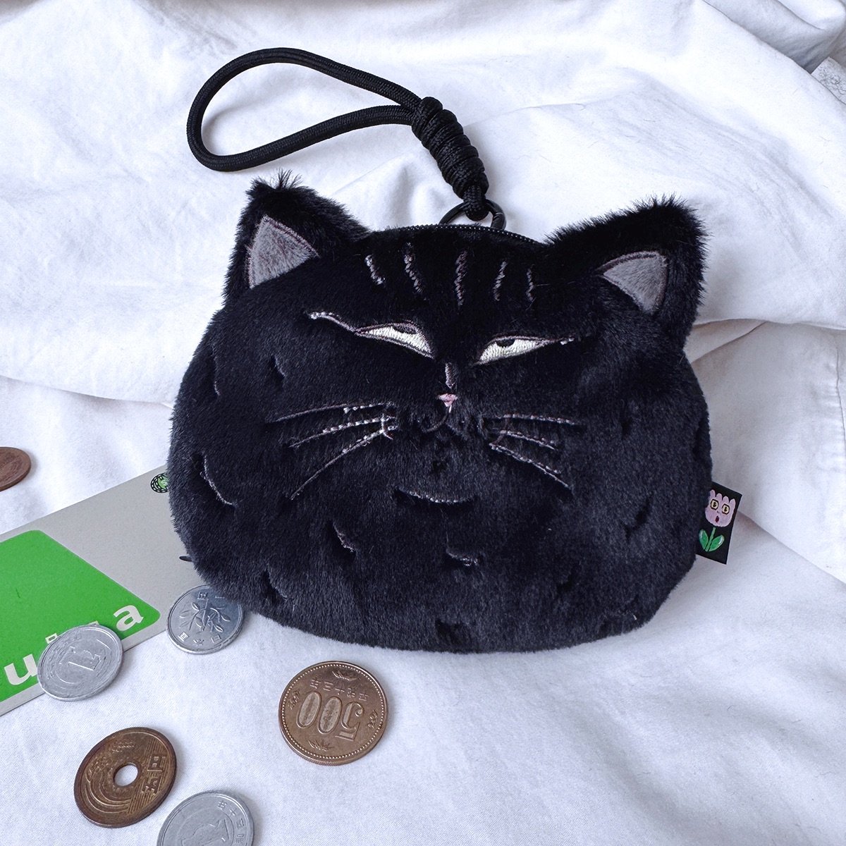 大墨 黑貓刺繡零錢包