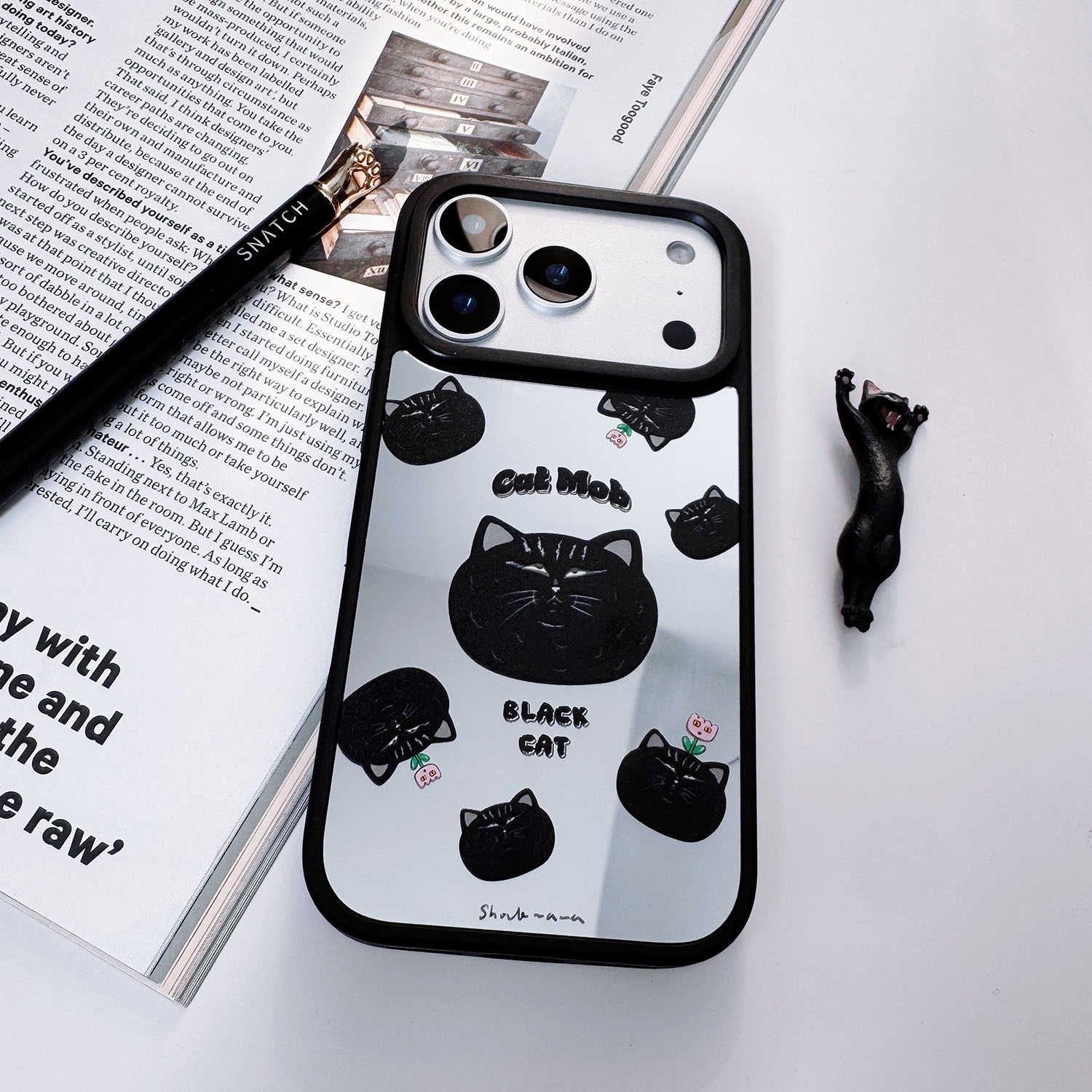 黑貓大墨 - iPhone 16 17 鏡面手機殼