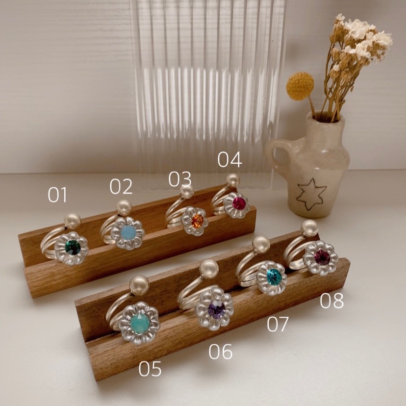 ✦ 預購8瓣✦ 花球繞圈寶石戒指8瓣款 下單後等待10工作日製作 材質鍍銀會褪色 非純銀