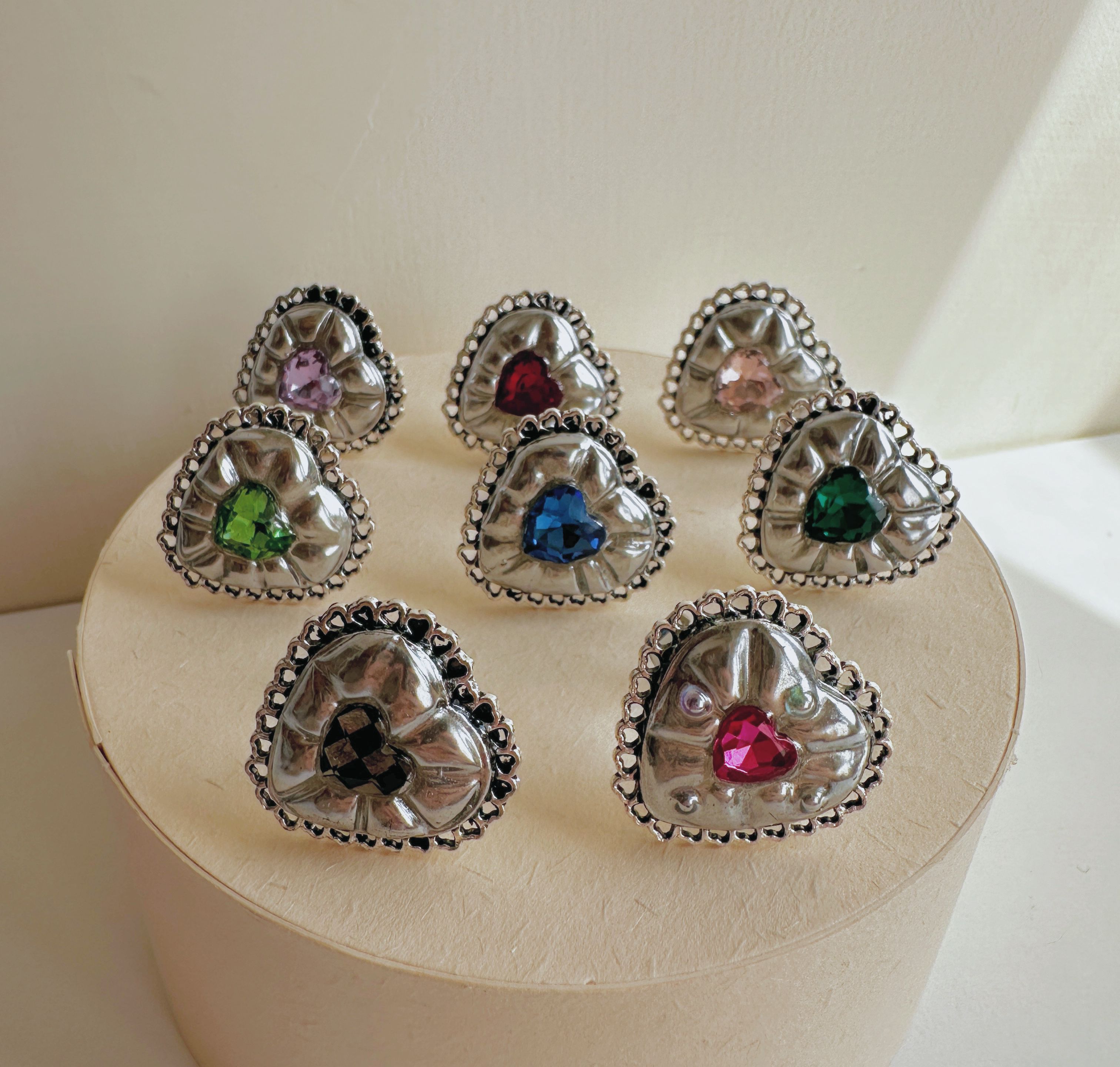 （預購7工作日）完整色系 愛心變身器戒指 戒圍可調整 每款都有手工痕跡