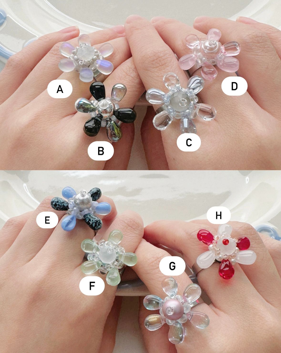 6瓣大花 可自由調整戒圍 不鏽鋼戒指座 預售10天