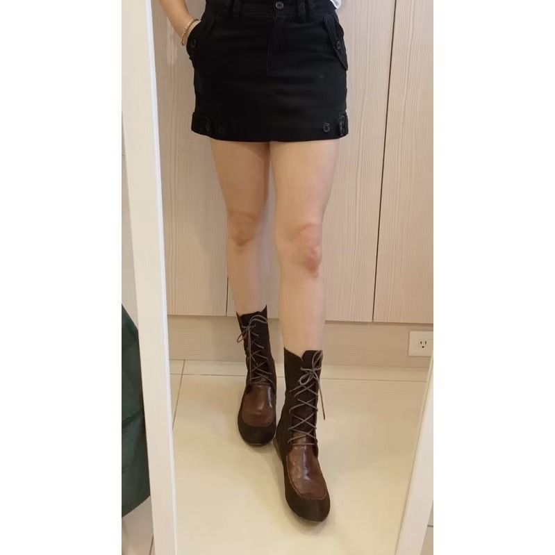 義大利製 率性尖頭真皮綁帶短靴 皮革短靴 麂皮 真皮 中筒靴 尖頭 真皮 綁帶