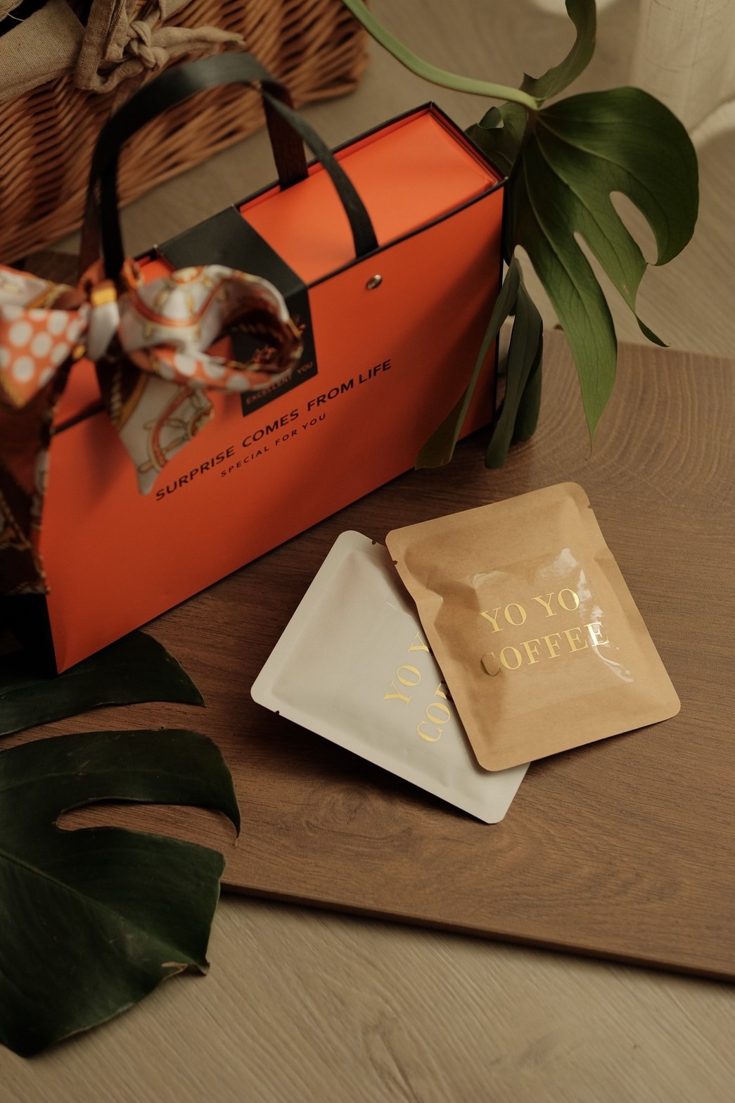 暖橘絲綢緞濾掛/咖啡豆禮盒-10gx10包