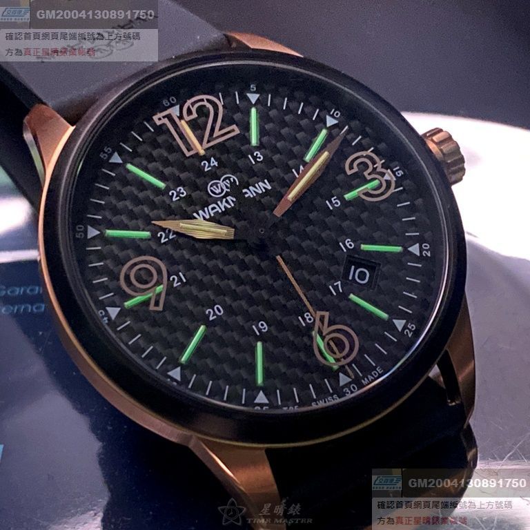 WAKMANN手錶，編號WA00010，42mm玫瑰金錶殼，深黑色錶帶款