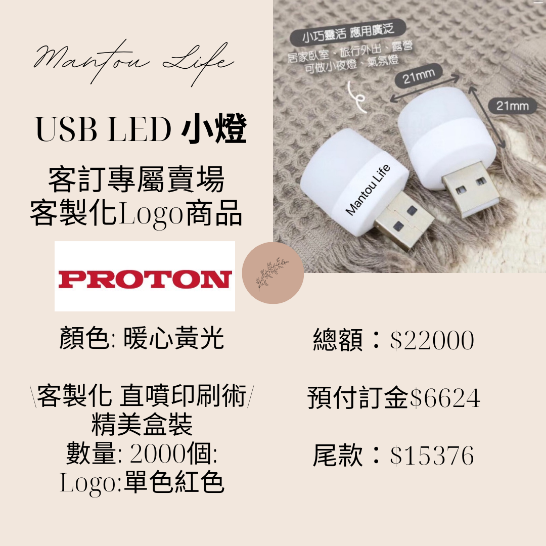USB LED燈 客製化logo”PROTON”公司專屬賣場