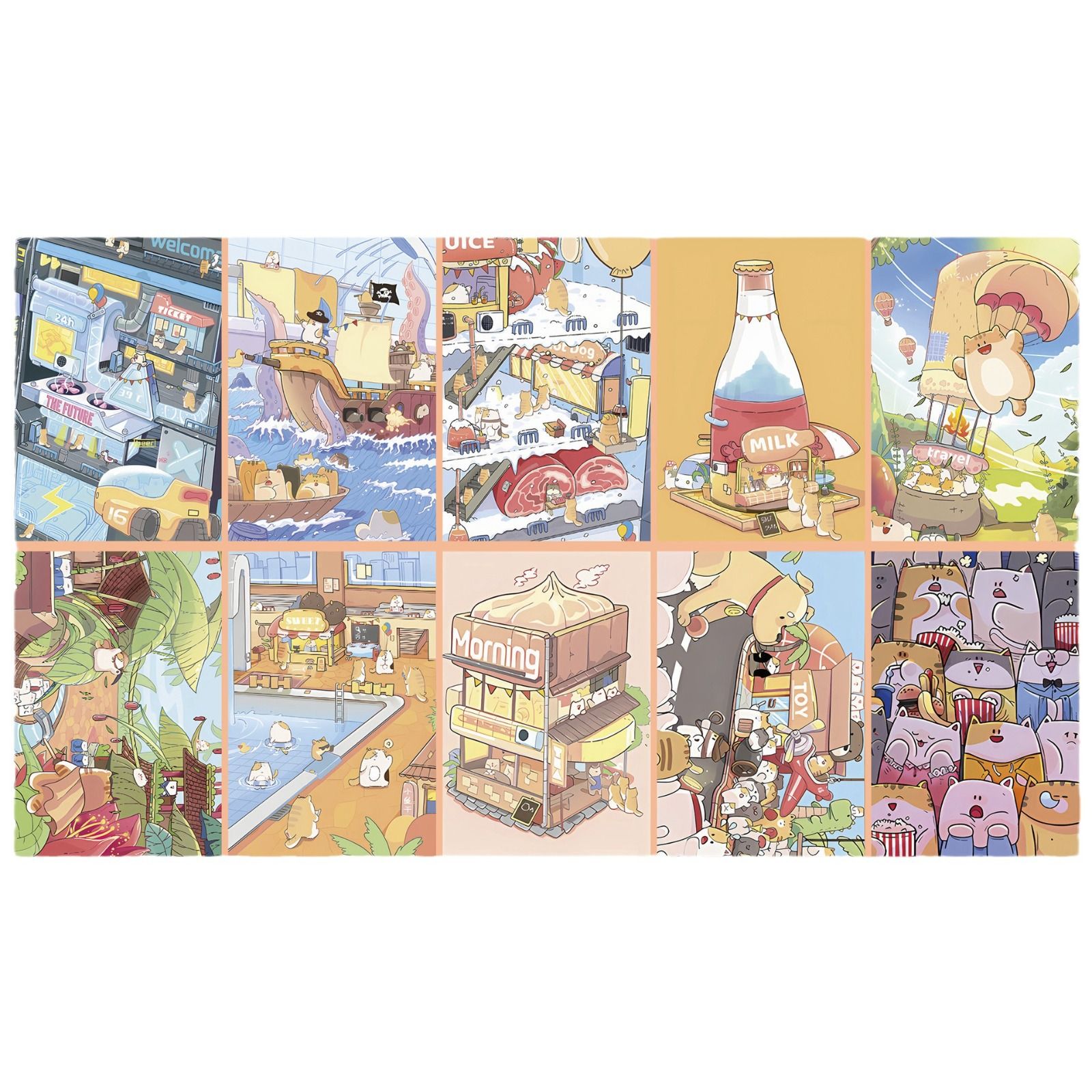 貓憨憨明信片套組（一套十張）-帶回家弄萌你的牆壁！或送朋友弄萌你朋友！