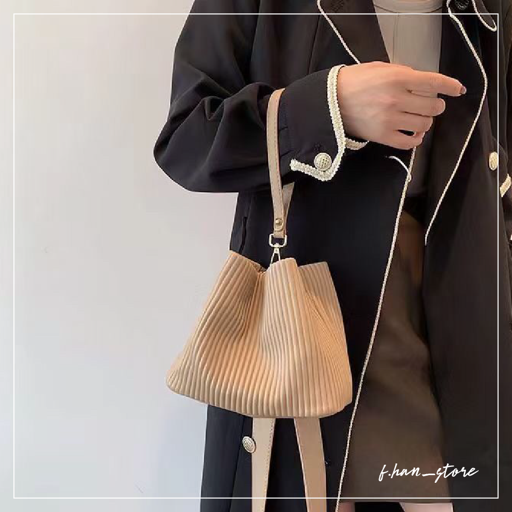 韓國迷你百褶手提水桶包