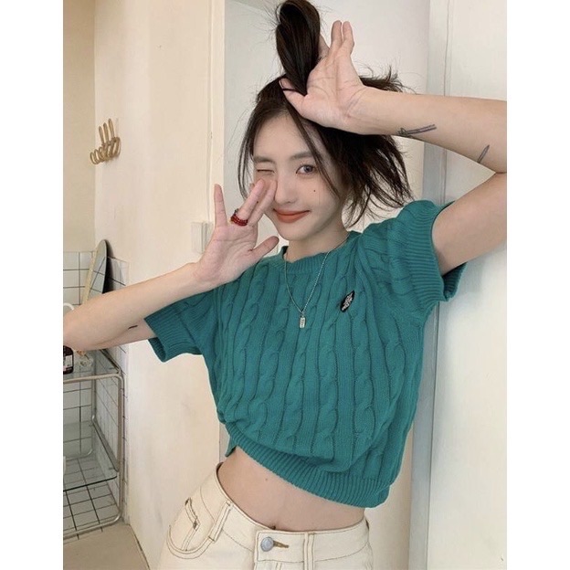 甜美溫柔短版針織上衣