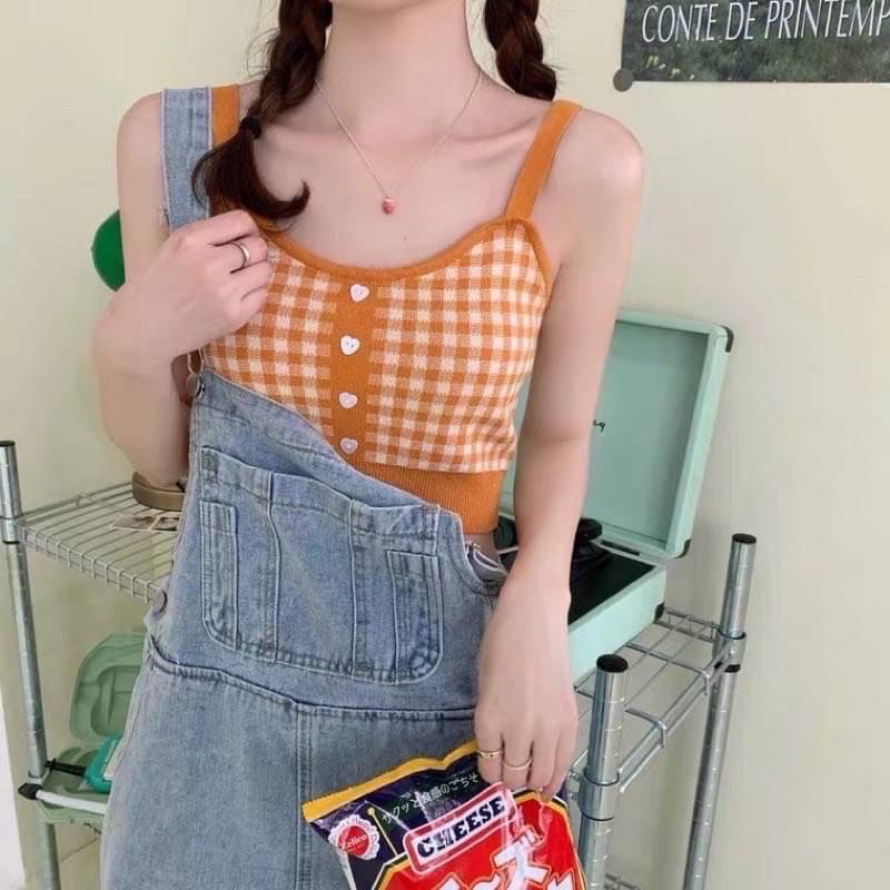 格紋短款小背心🍒🍊🍫/𝟰𝗰𝗼𝗹𝗼𝗿