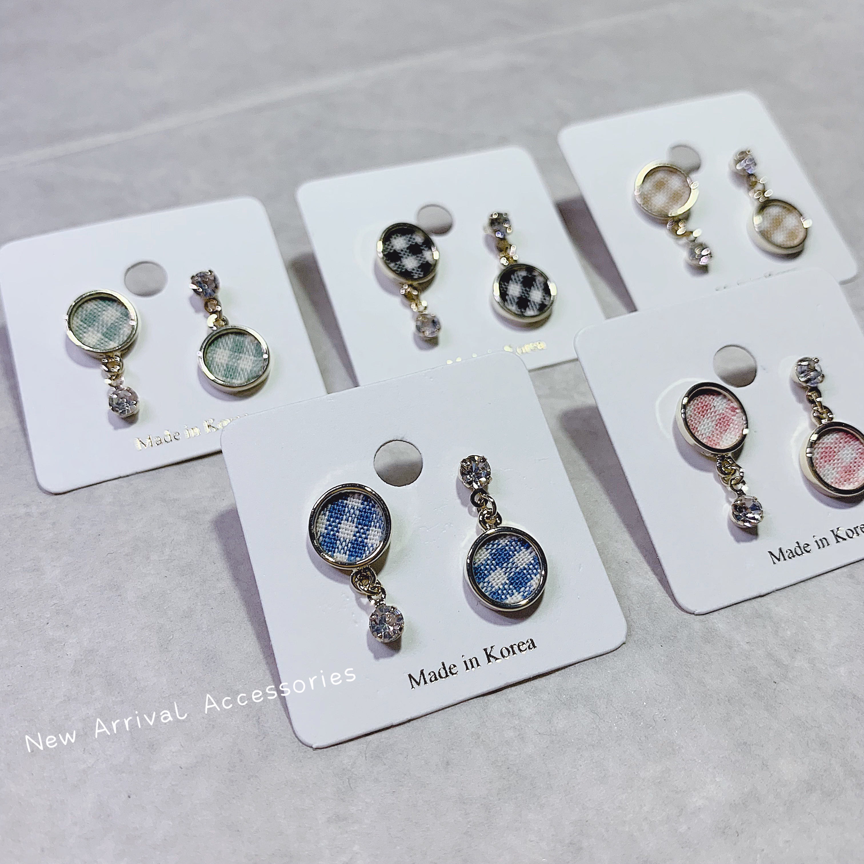 E-不對稱格紋耳環