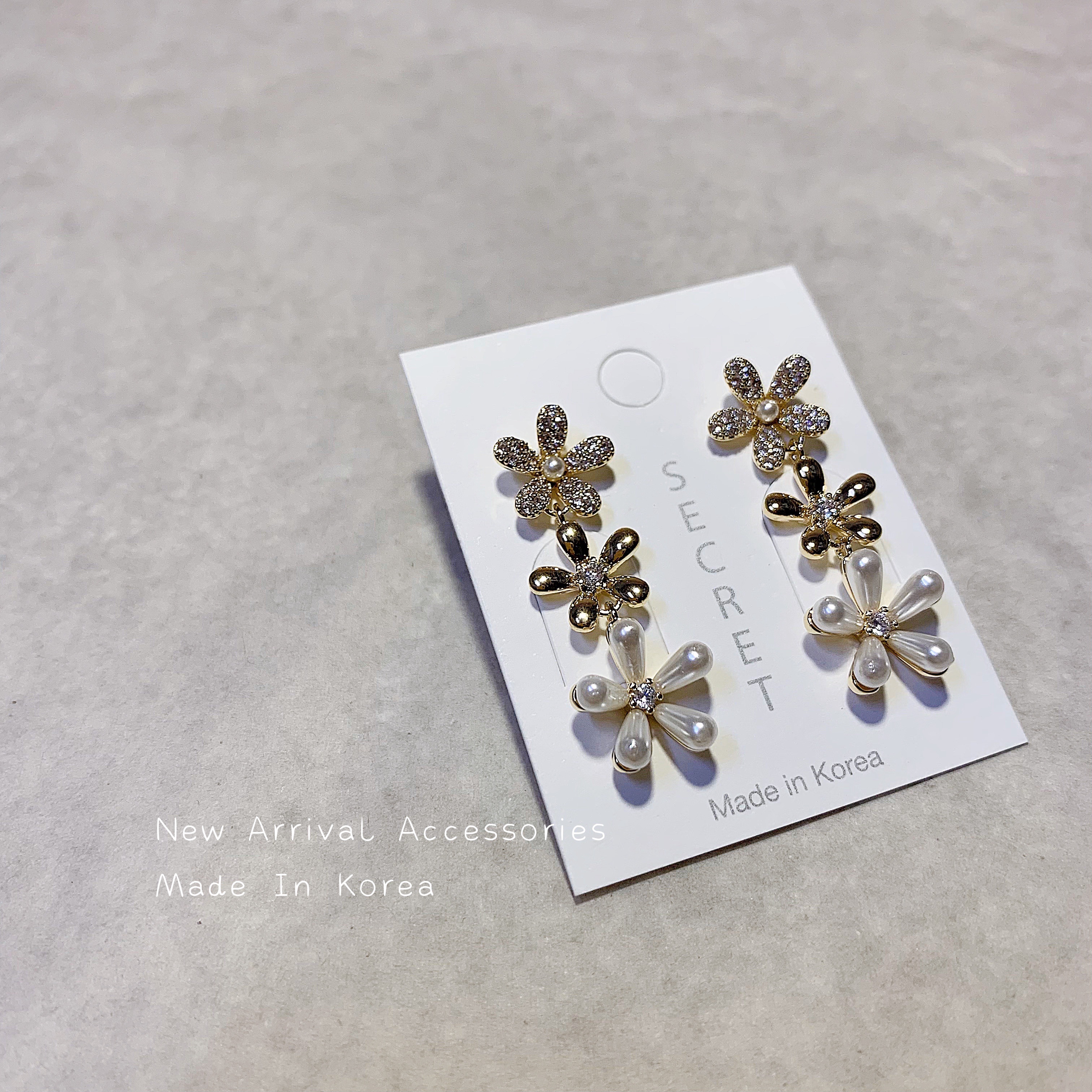 E-法式珍珠花耳環