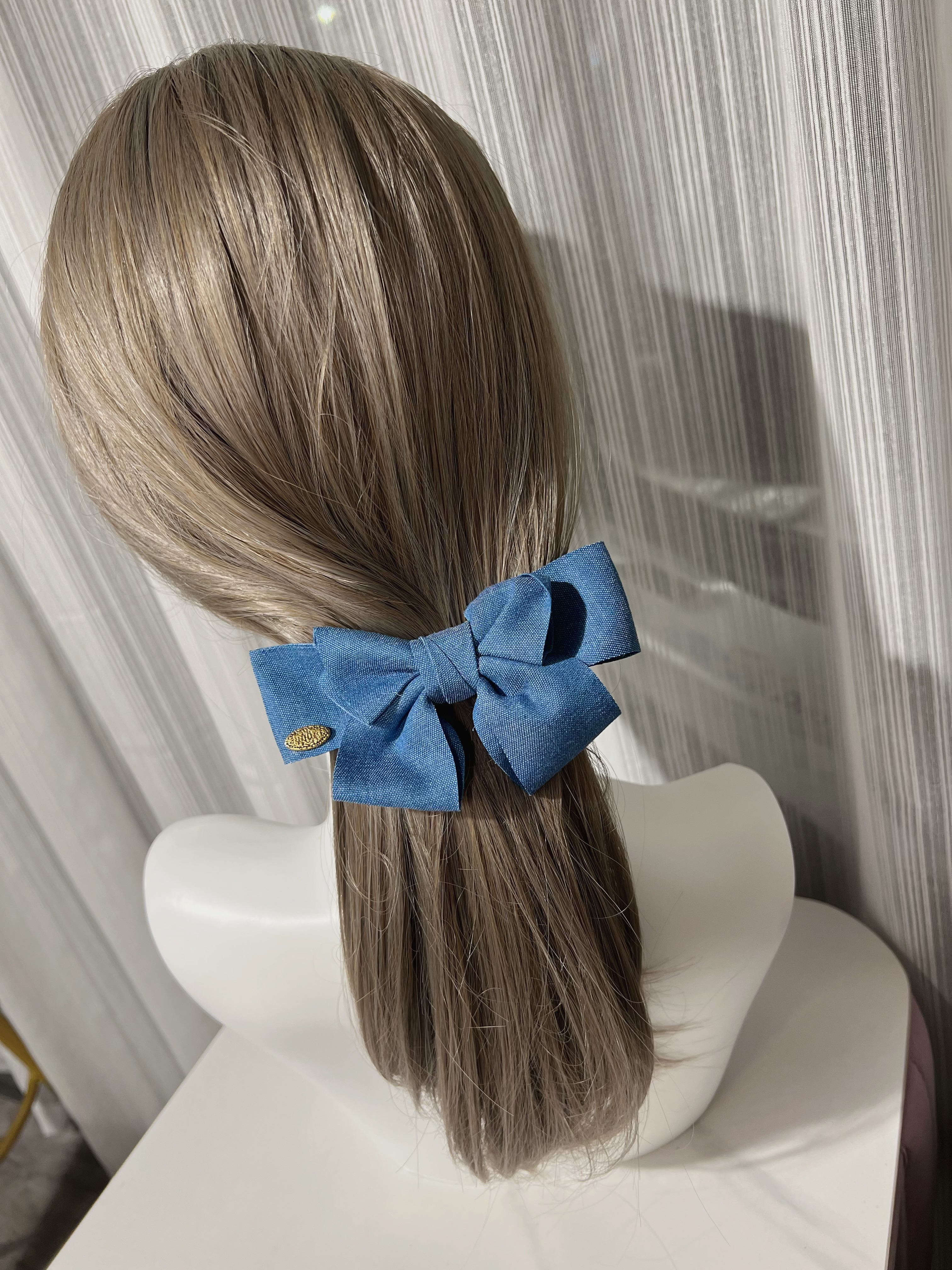 丹寧牛仔蝴蝶結相交夾