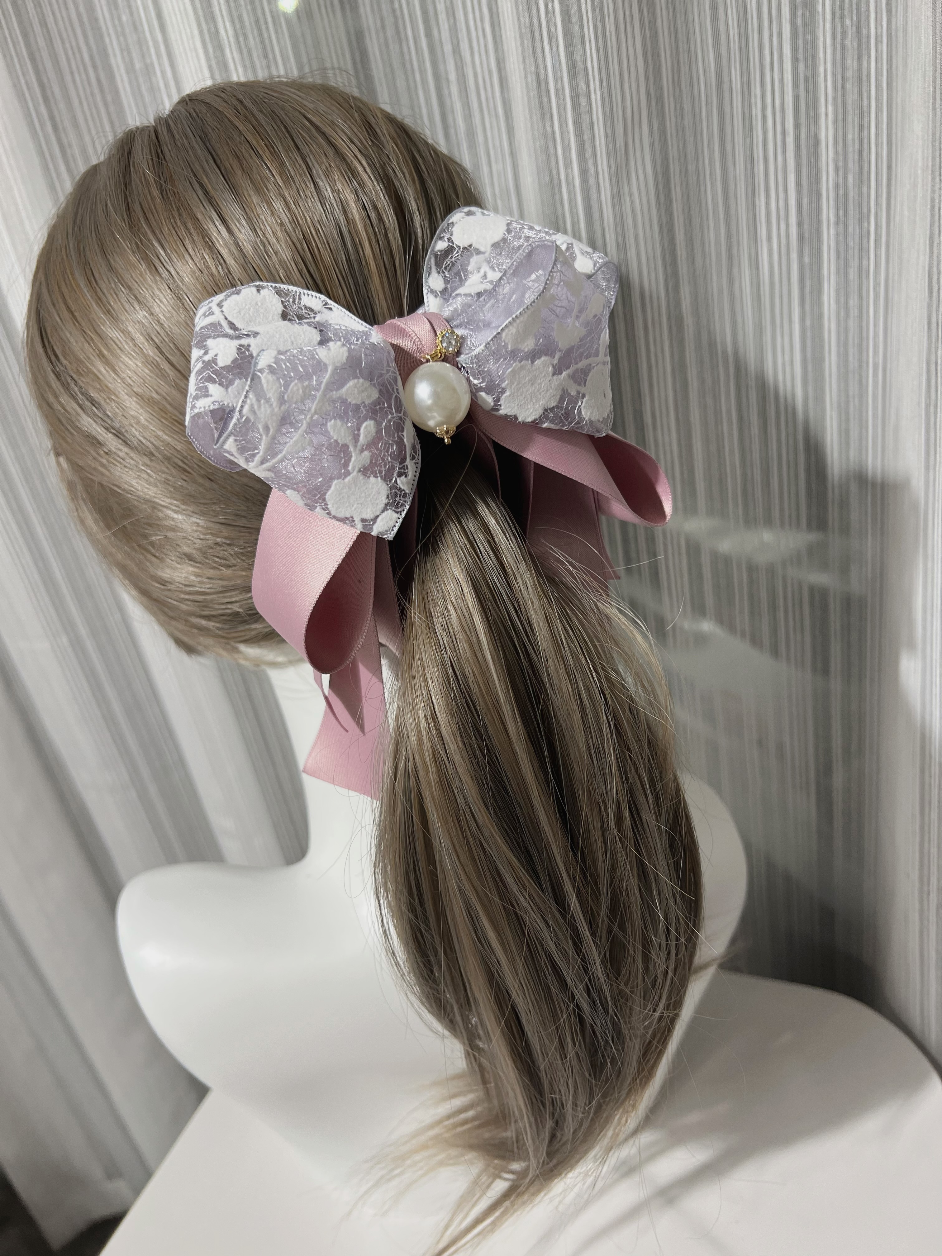 夏日刺繡網紗蝴蝶結相交夾