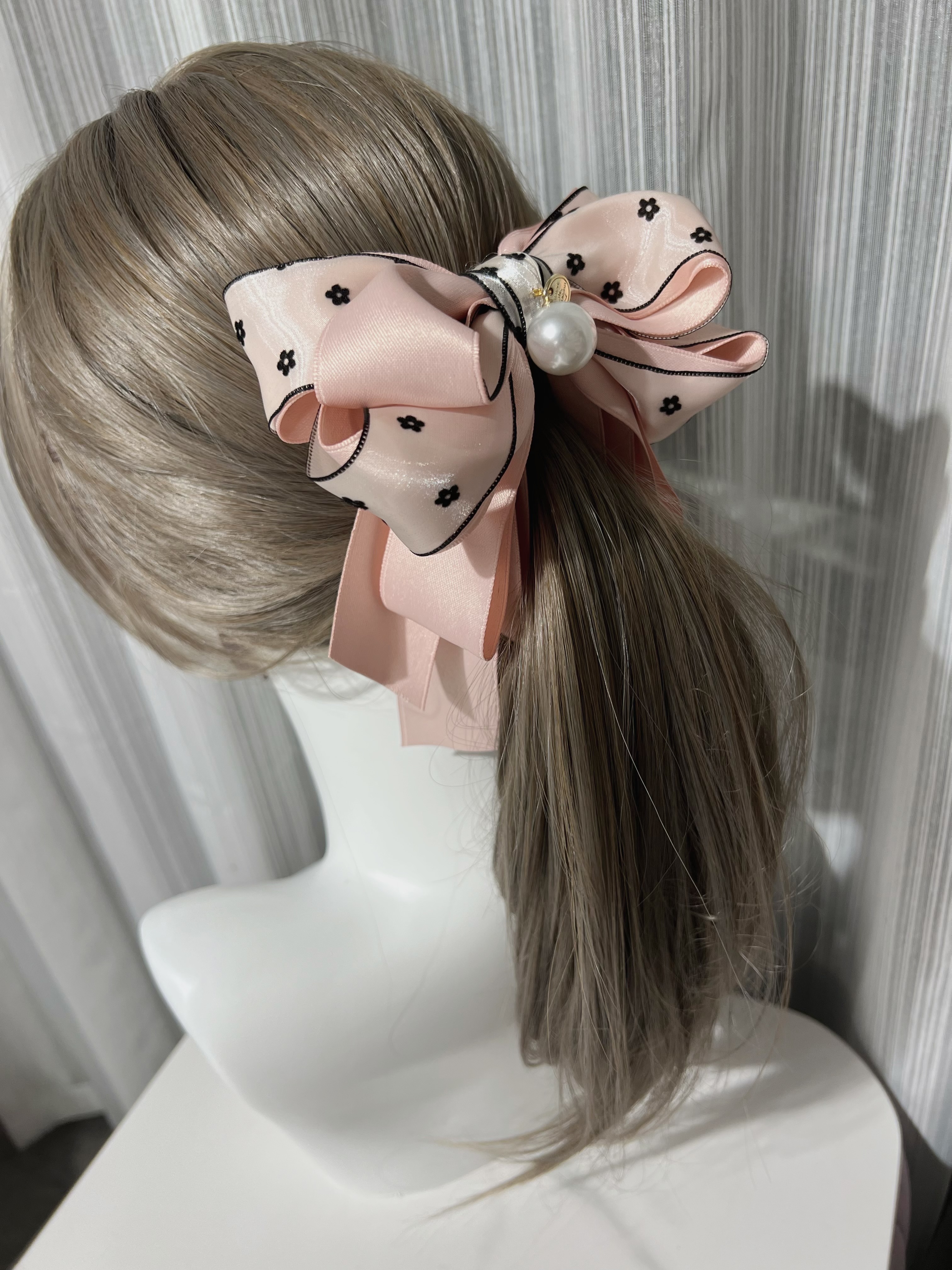 緞面網紗燙印小花相交夾