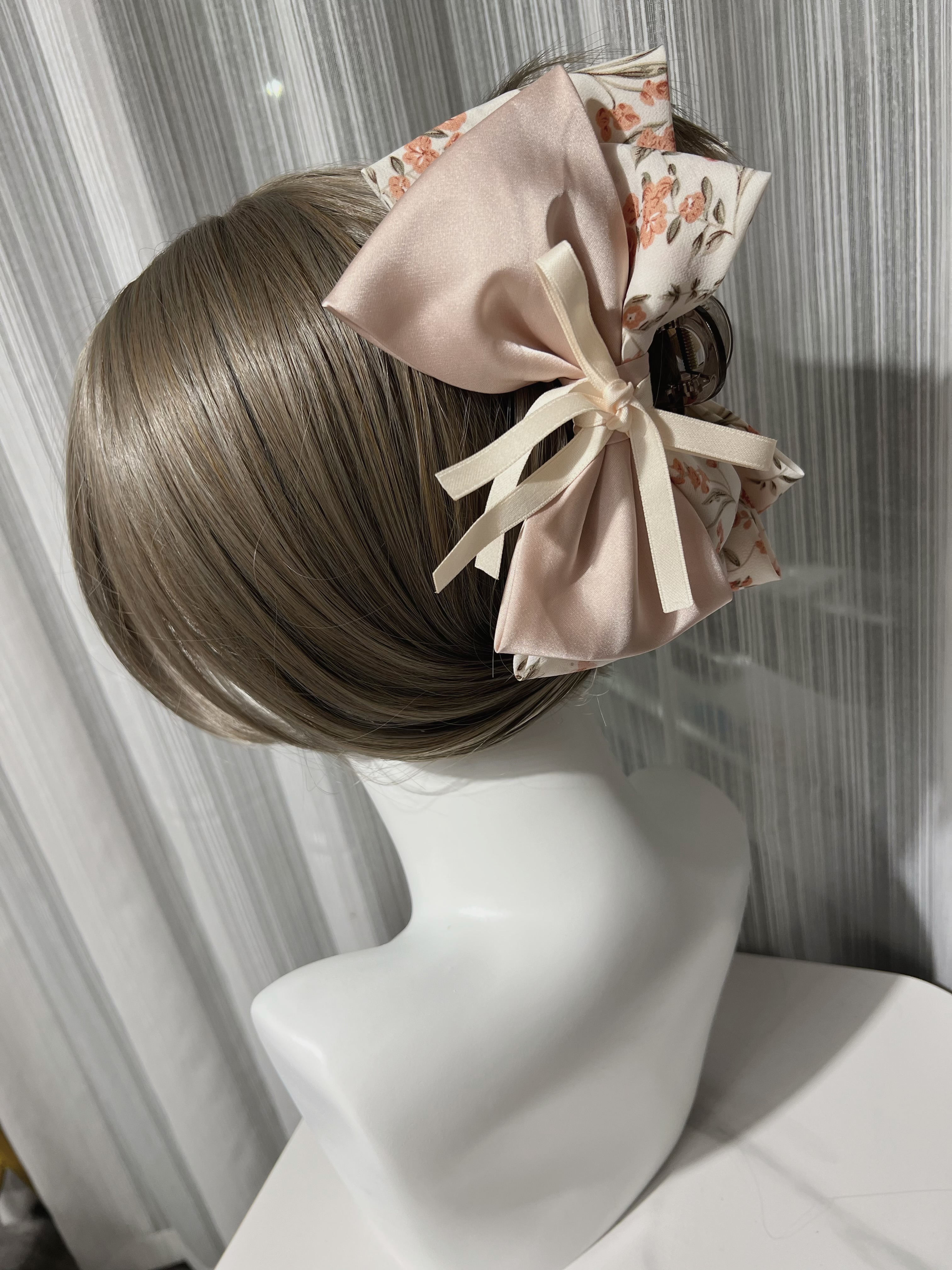 日系碎花超大蝴蝶結鯊魚夾*髮量多ok!