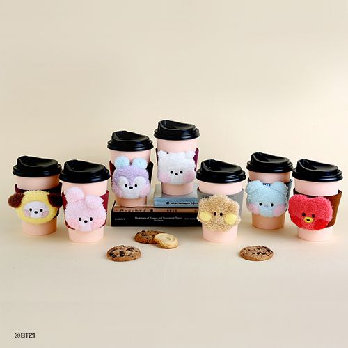 韓國代購_BT21 絨毛娃杯套（魔鬼氈可調尺寸）