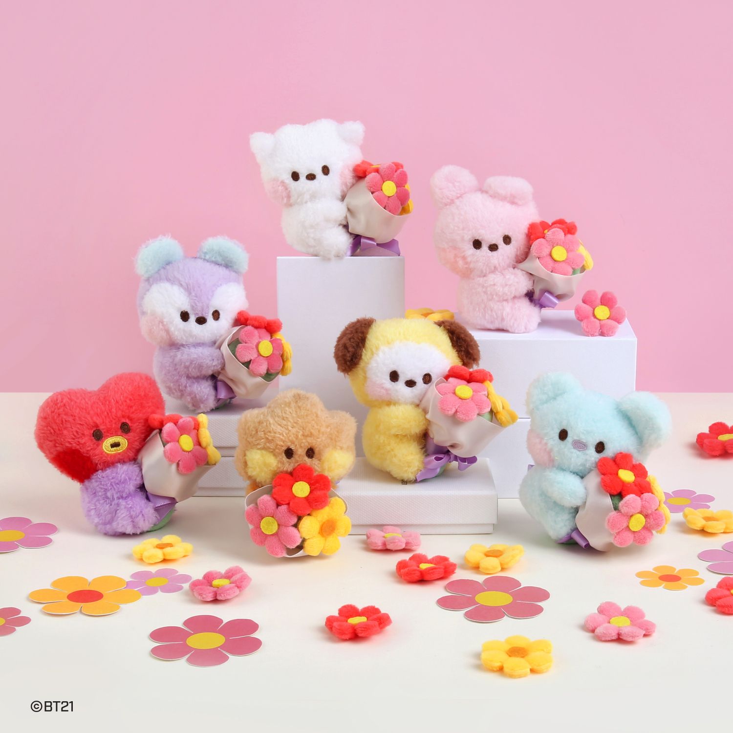 韓國代購_BT21 花束系列吊飾娃
