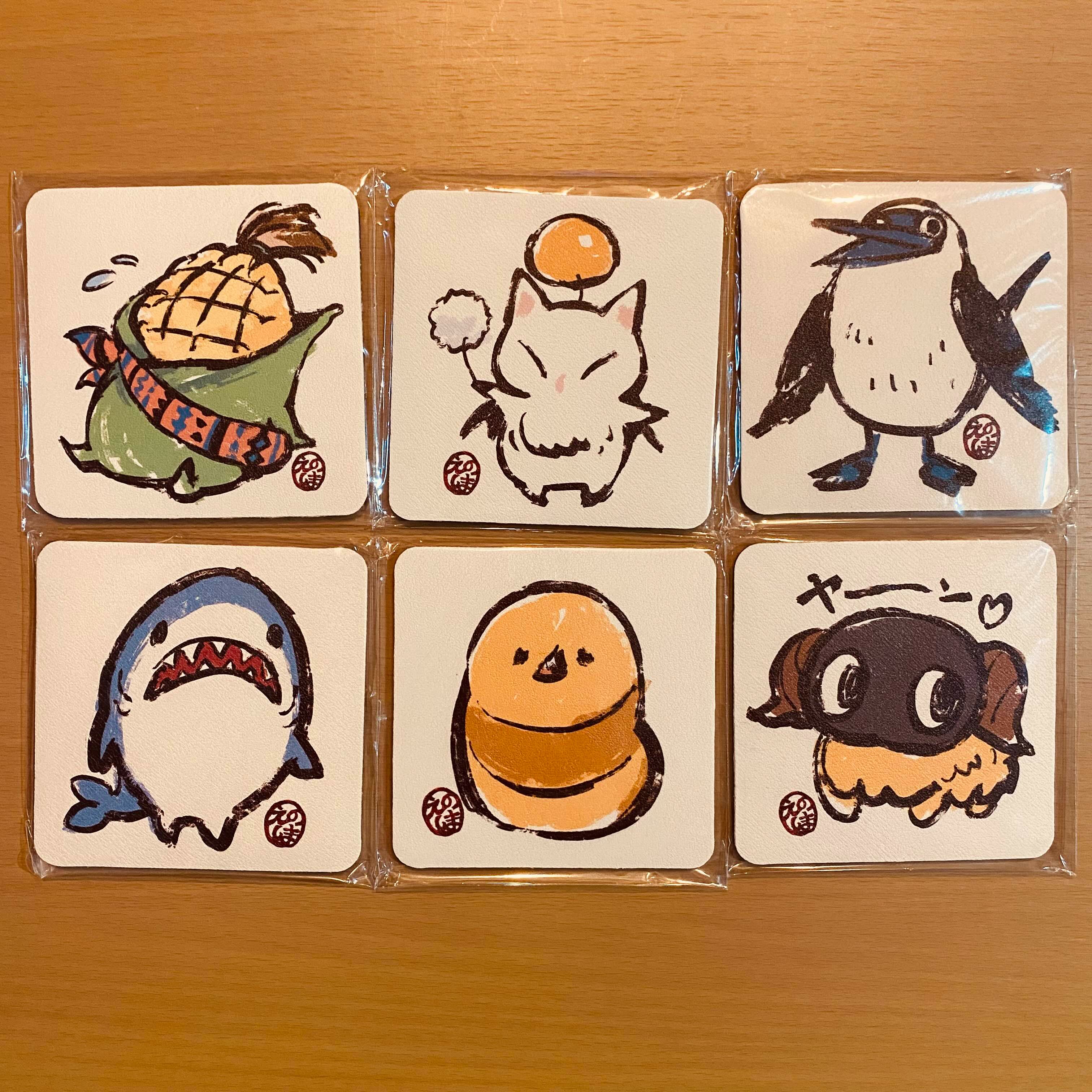 FF14／可愛動物好朋友／方型吸水杯墊