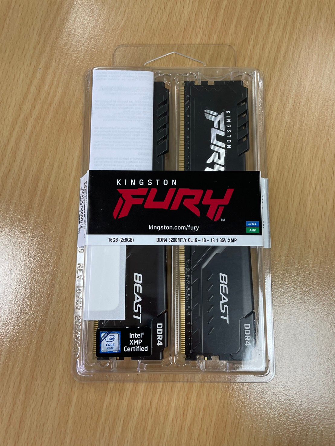 【Kingston 金士頓】FURY Beast DDR4-3200 8GB*2 RAM