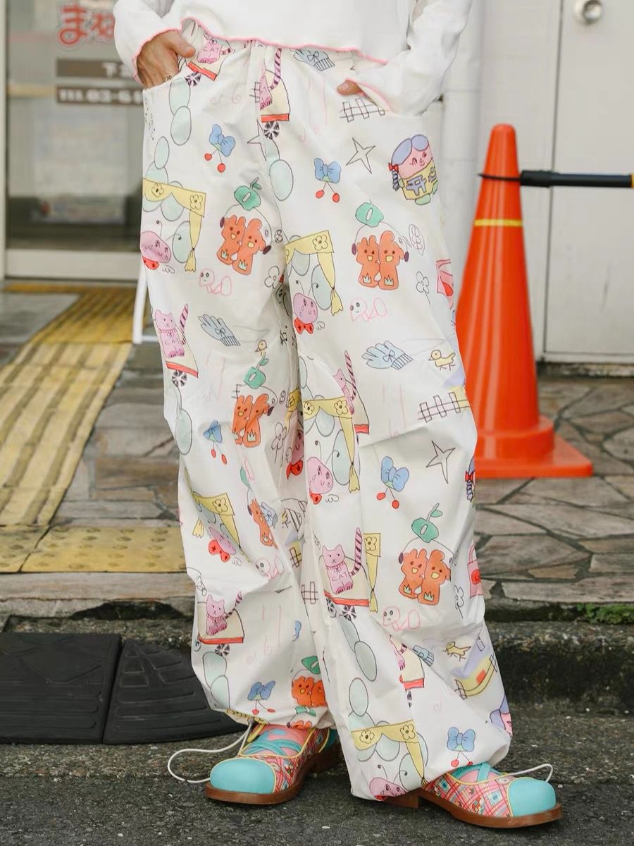 瑕疵特賣！！！氧氣公園*塗鴉插畫休閒褲