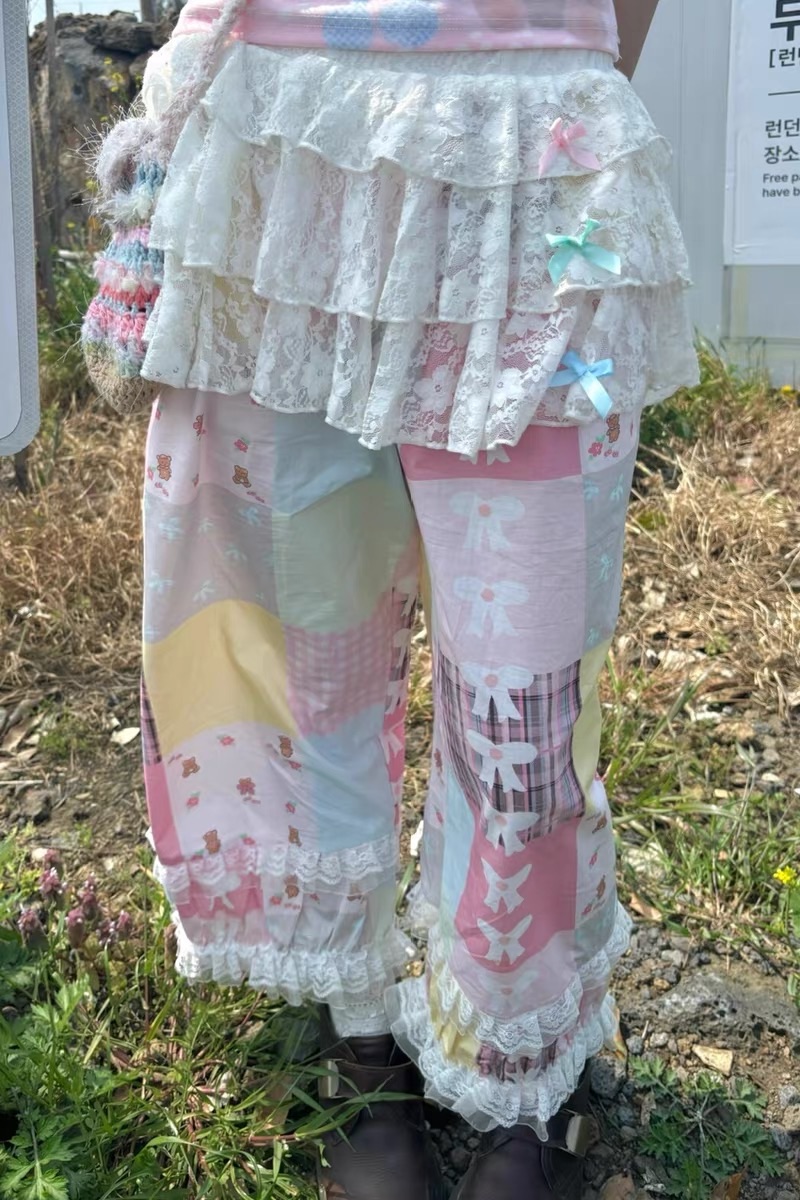 蕾絲花邊蝴蝶疊穿罩裙