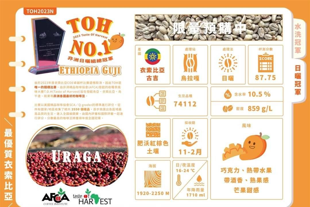 衣索比亞 古吉 烏啦嘎 日曬 74112 TOH日曬組冠軍