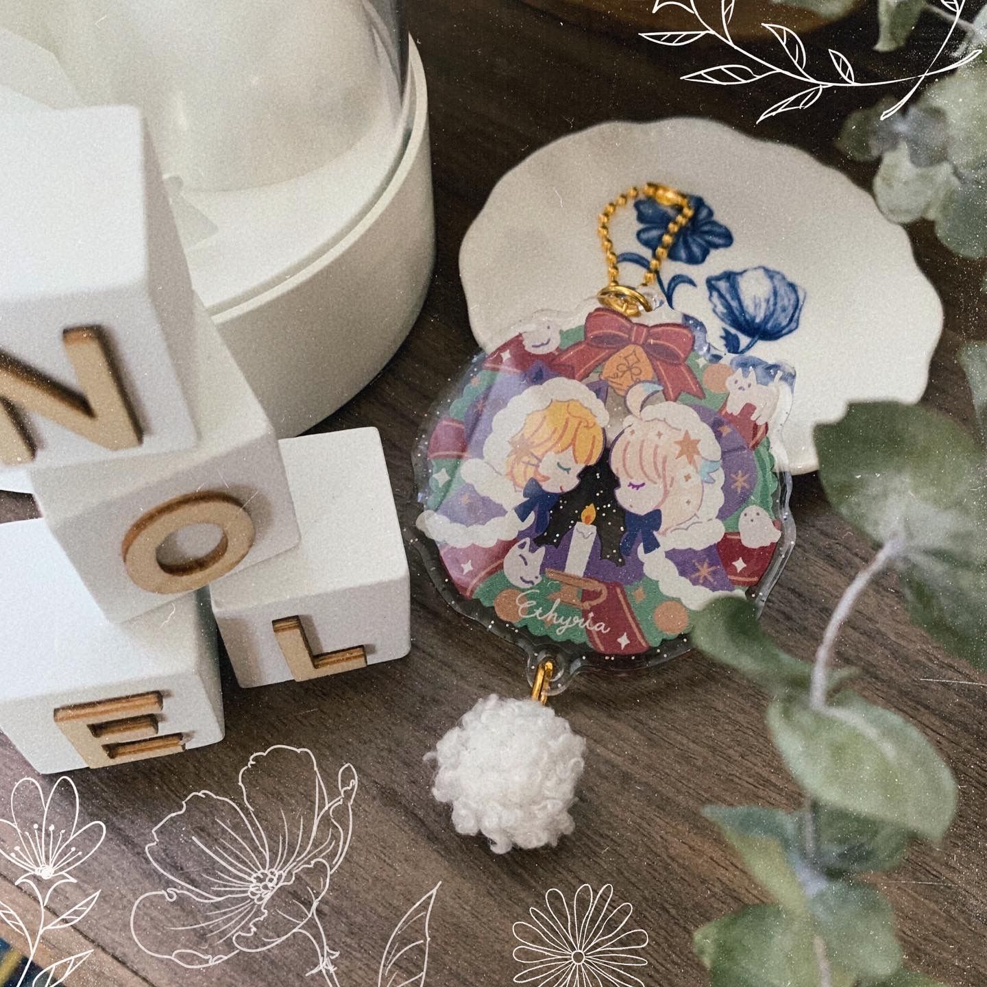 冬季限定花圈滴膠吊飾