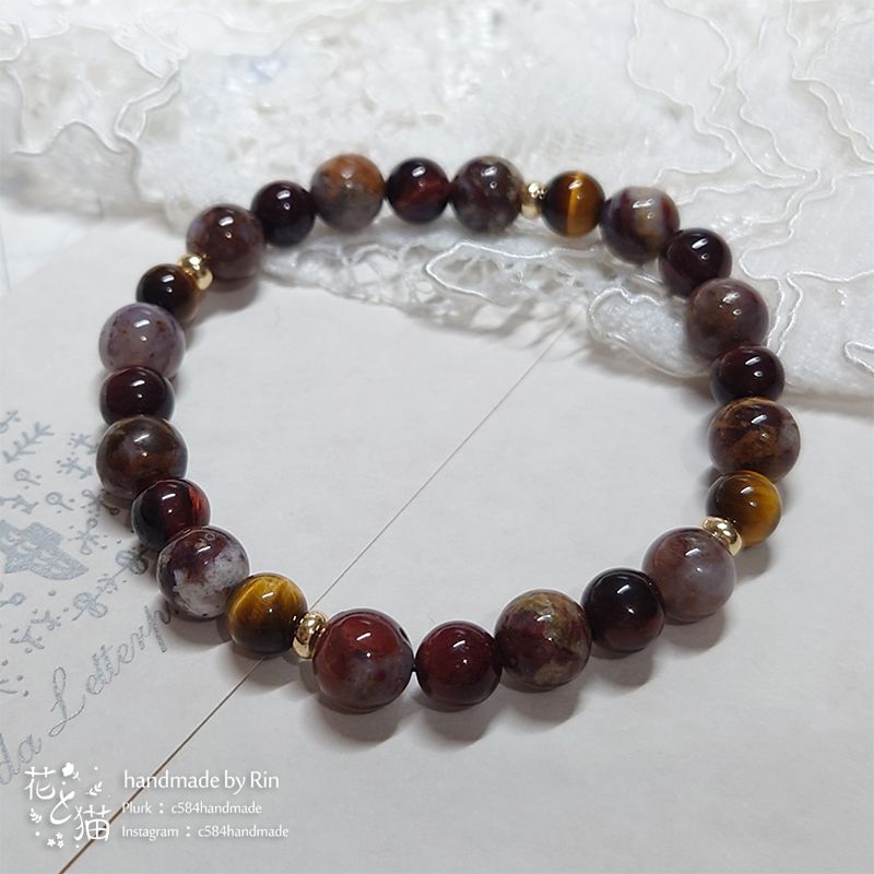 【手串】樺茶｜天然石手串 手圍約14.5cm