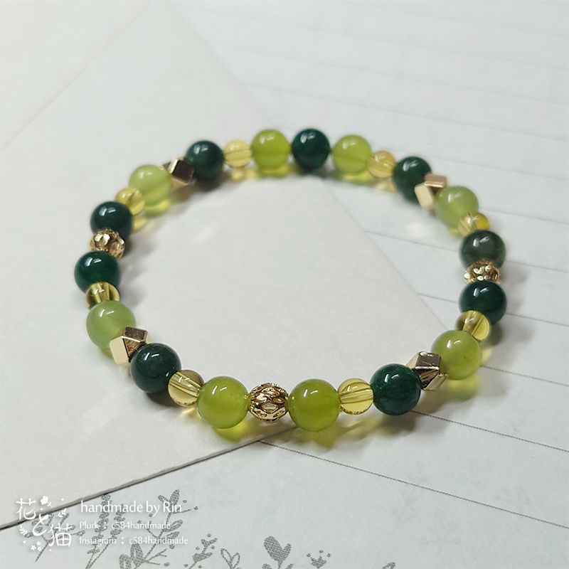 【手串】綠竹｜天然石手串 手圍約14cm