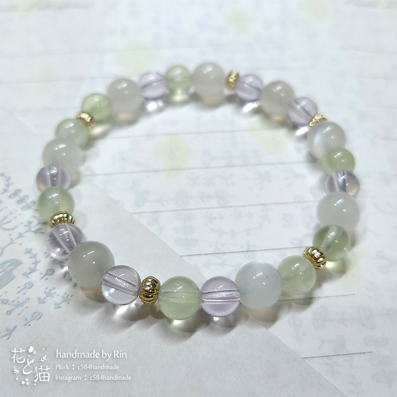 【手串】六月七日（水無月枝梔子）｜天然石手串 手圍約14.5cm