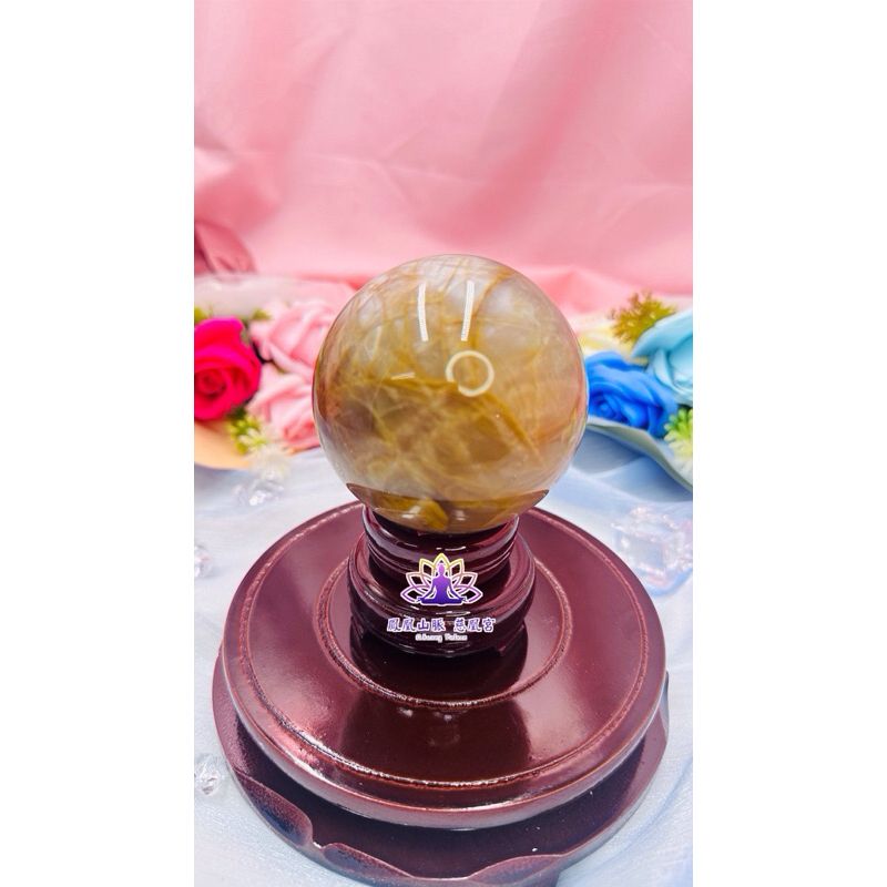 ☯鳳凰山脈 慈凰宮☯ ☸橙月光球☸ 橙月光石球 橙月亮石 直徑6.8cm 玉石球
