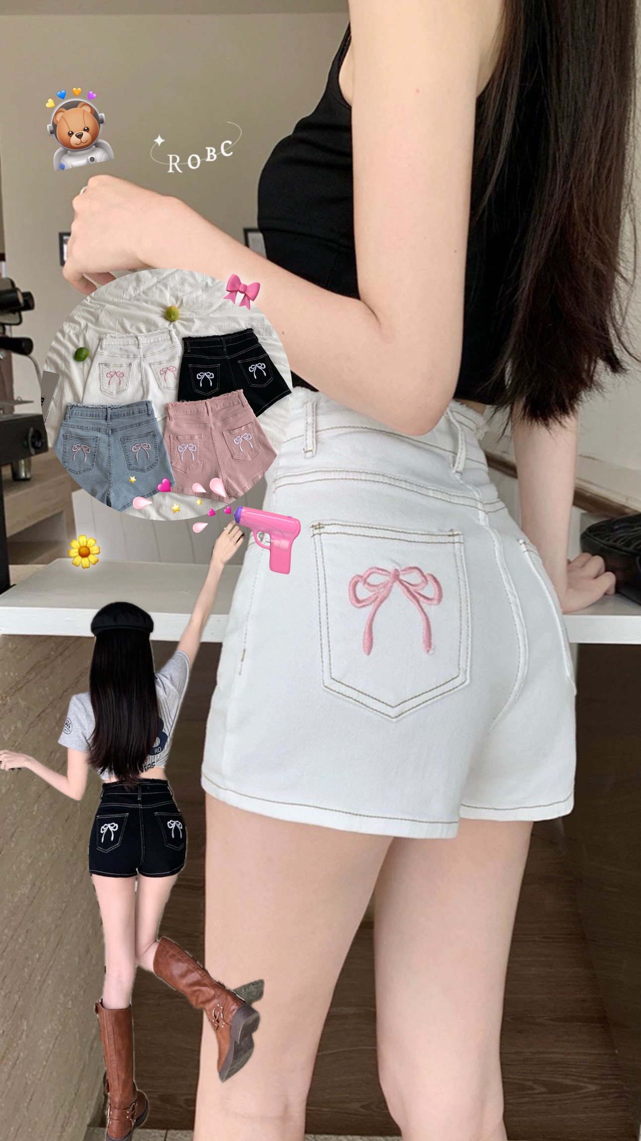 𝗡𝗲𝘄 𝗮𝗿𝗿𝗶𝘃𝗮𝗹𝘀 🧃蝴蝶結毛邊高腰彈力牛仔短褲