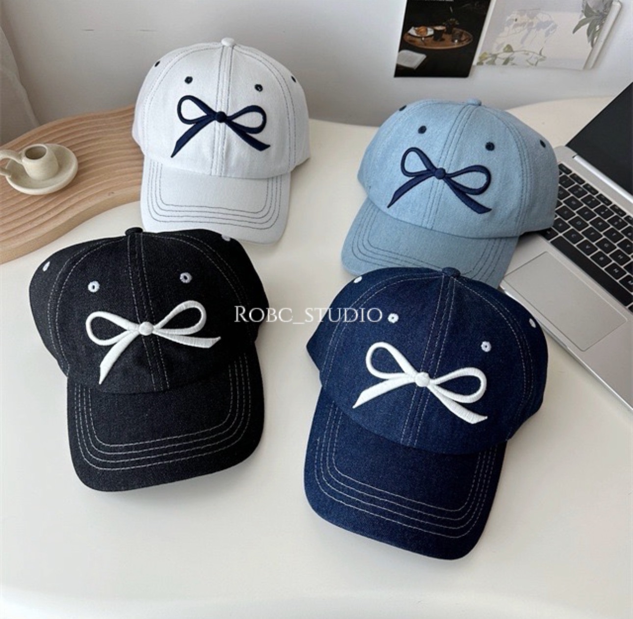 蝴蝶結刺繡鴨舌帽🧢