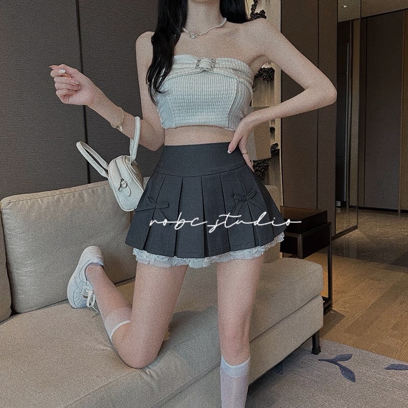 蕾絲百褶裙