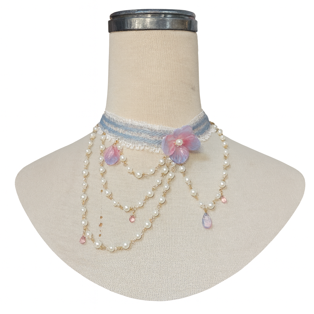 繡球珍珠不對稱頸鍊