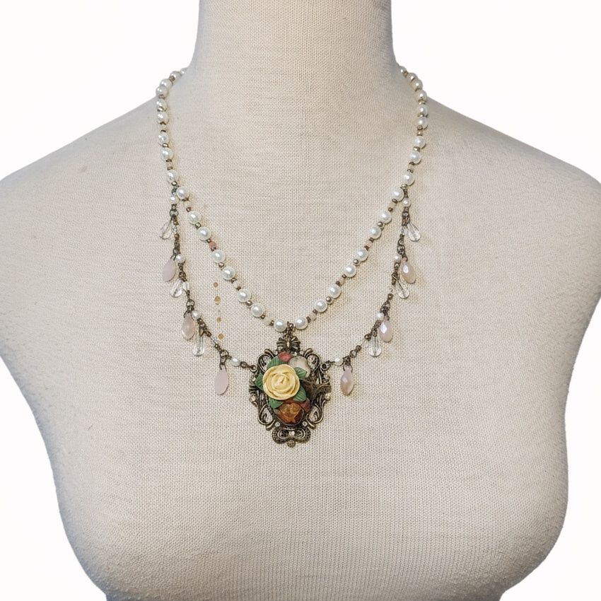 古典垂墜水滴串珠項鍊