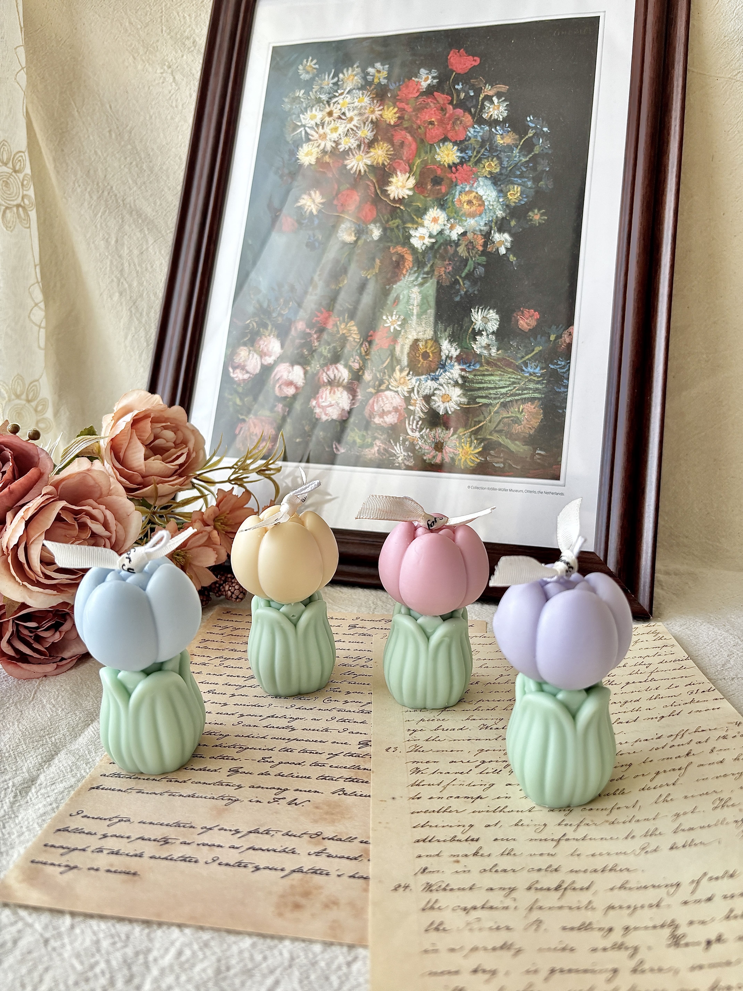 花語信使 鬱金香手工蠟燭 香磚 獨家香調 （下單請備註顏色及要搭配的香調）