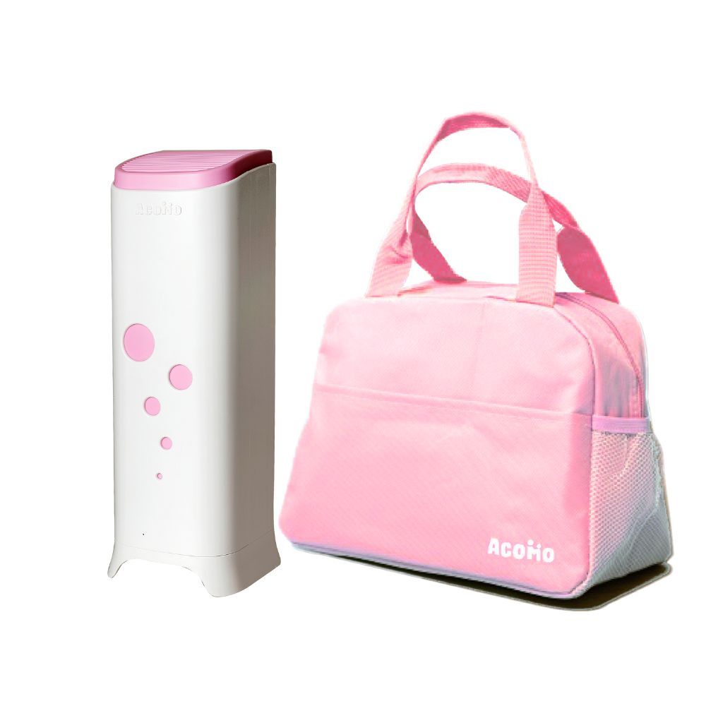 AcoMo粉色旅行包+AirCare空氣清靜機-粉（1年保固）靜電殺菌集塵除臭（免耗材／安靜／省電）