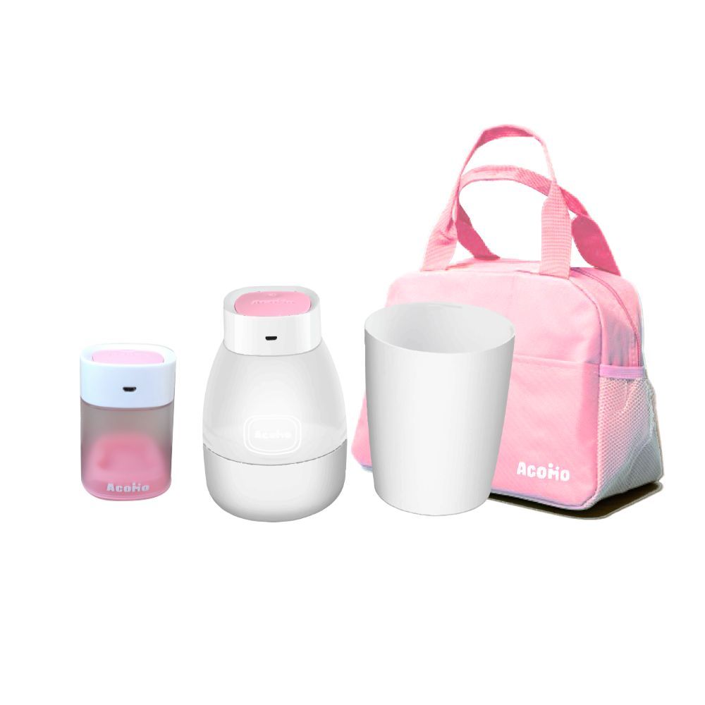 AcoMo粉色旅行包+PS II 6分鐘專業奶瓶殺菌器+2分鐘奶嘴殺菌器