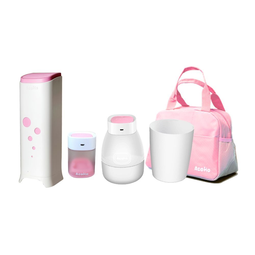 AcoMo粉色旅行包+PS II 6分鐘專業奶瓶殺菌器+2分鐘奶嘴殺菌器+AirCare空氣清靜機