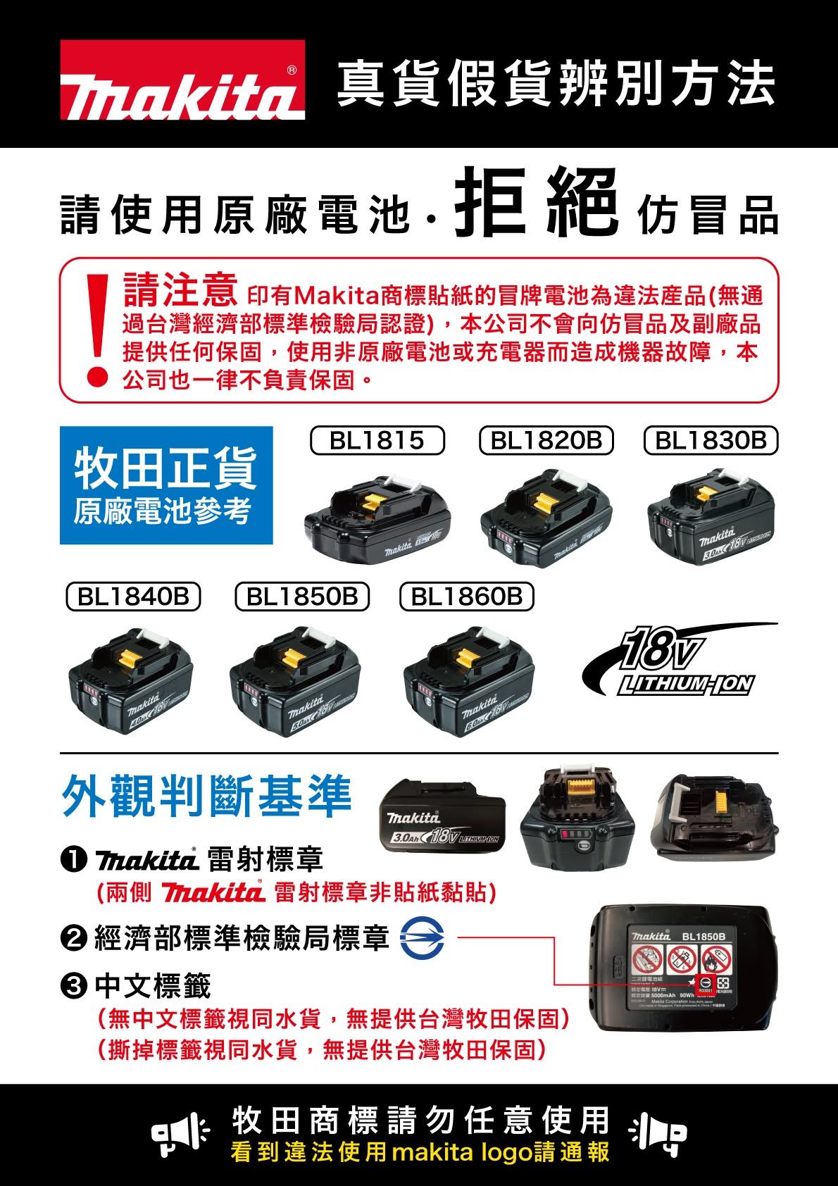 台灣原廠公司貨㊣牧田㊣電池/充電器/適配器