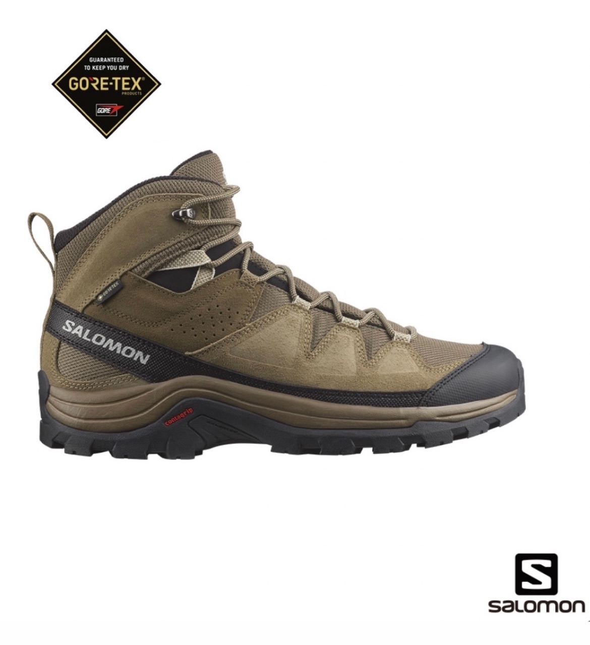 【Salomon】男 QUEST ROVE Goretex 中高筒登山鞋 袋鼠褐/藻棕/黑