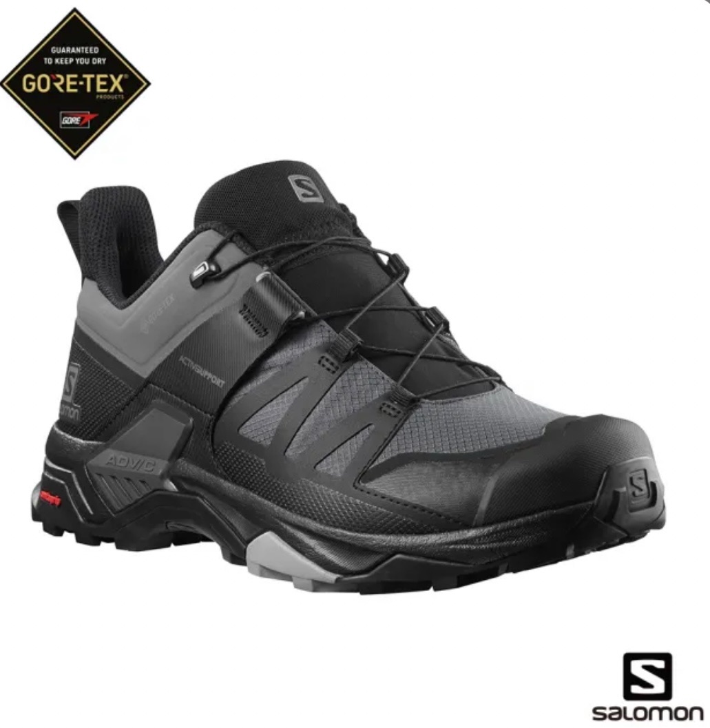 【Salomon】男 X ULTRA 4 Goretex 低筒登山鞋 寬楦（磁灰/黑/石碑灰）