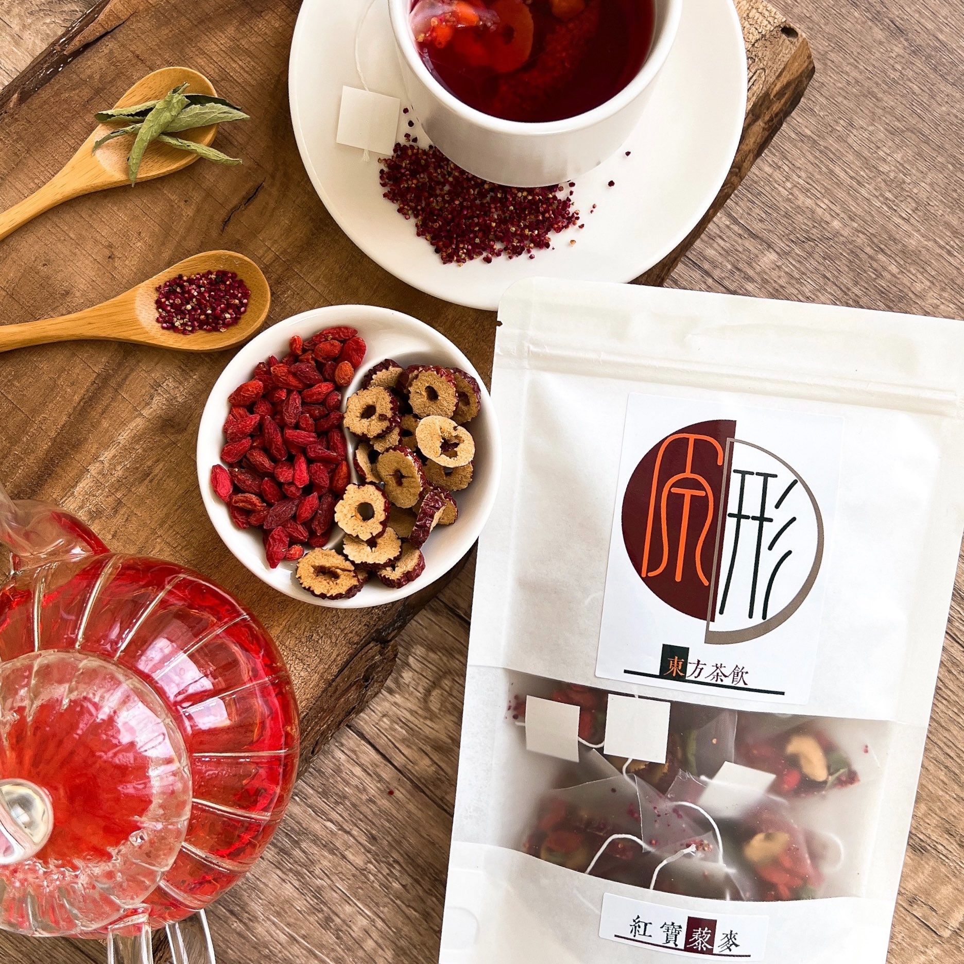 《原形 東方茶飲》 紅寶紅藜茶 養身系列 | 台灣紅藜 穀類紅寶石 調節生理機能 營養補給 無咖啡因 沖泡便利包