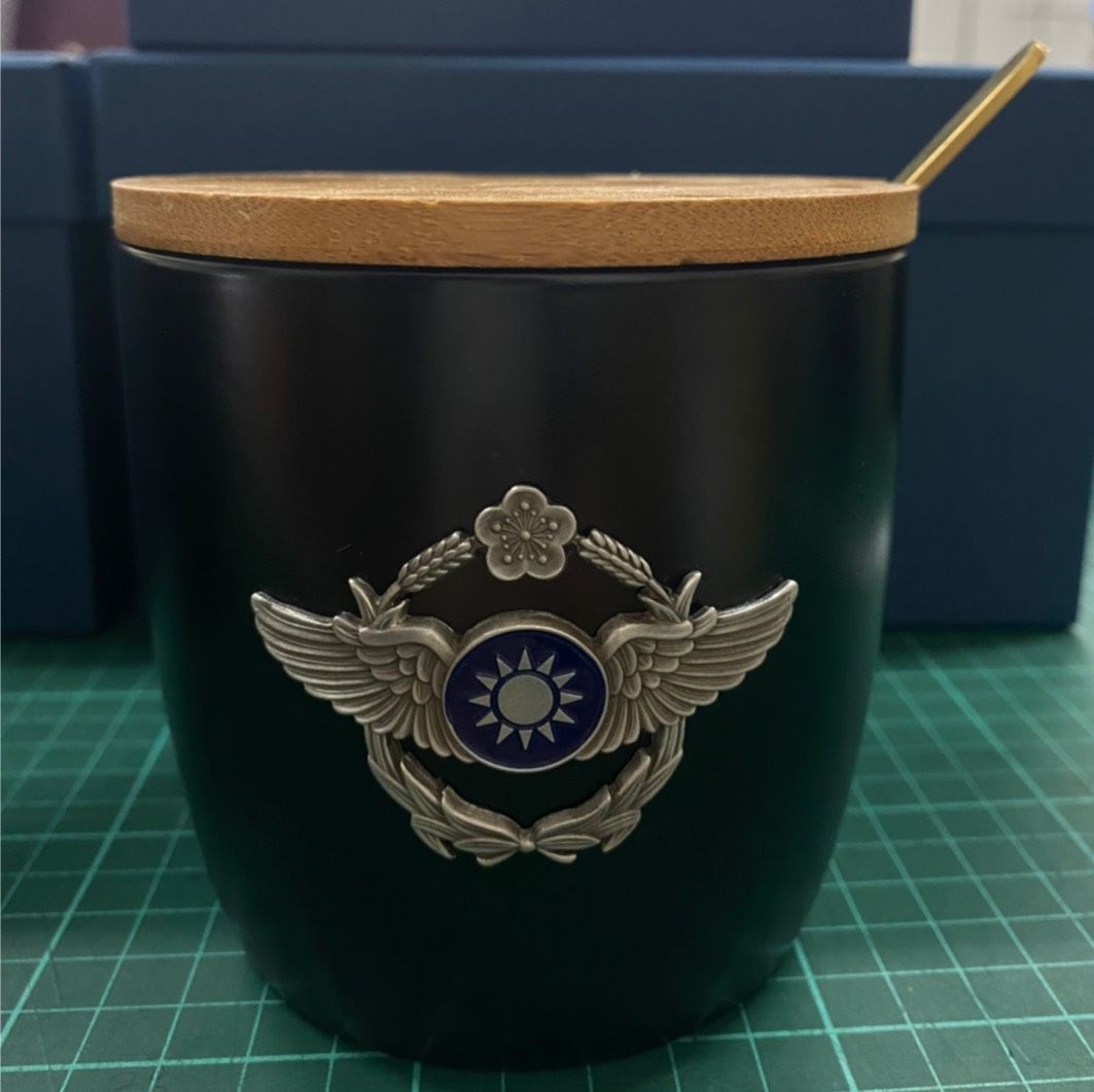 {我愛空軍}立體徽大色釉杯三件組禮盒空軍徽國防部徽飛鷹三聯隊一聯隊