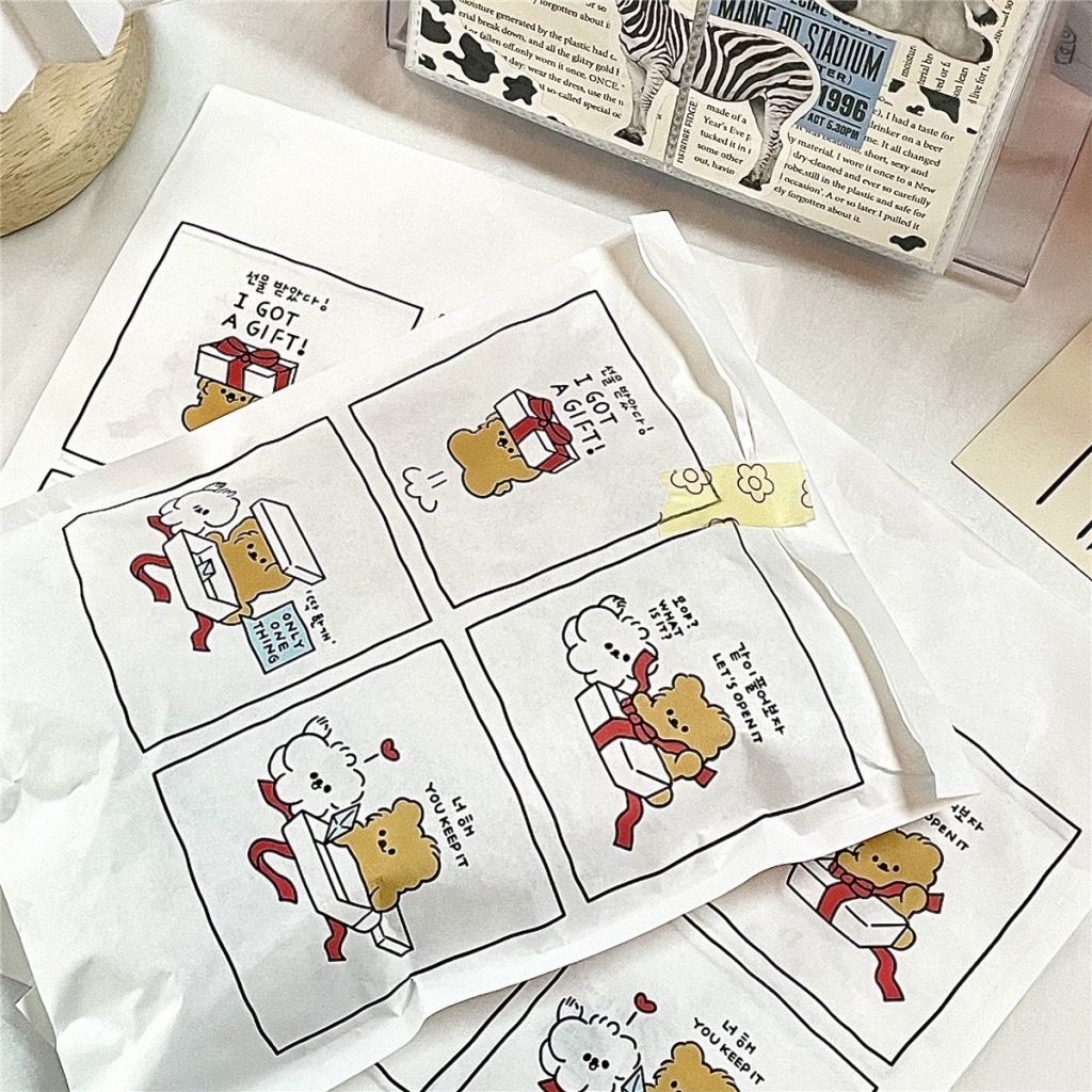 拆禮物四格小熊紙袋 【高質感店主推薦款】