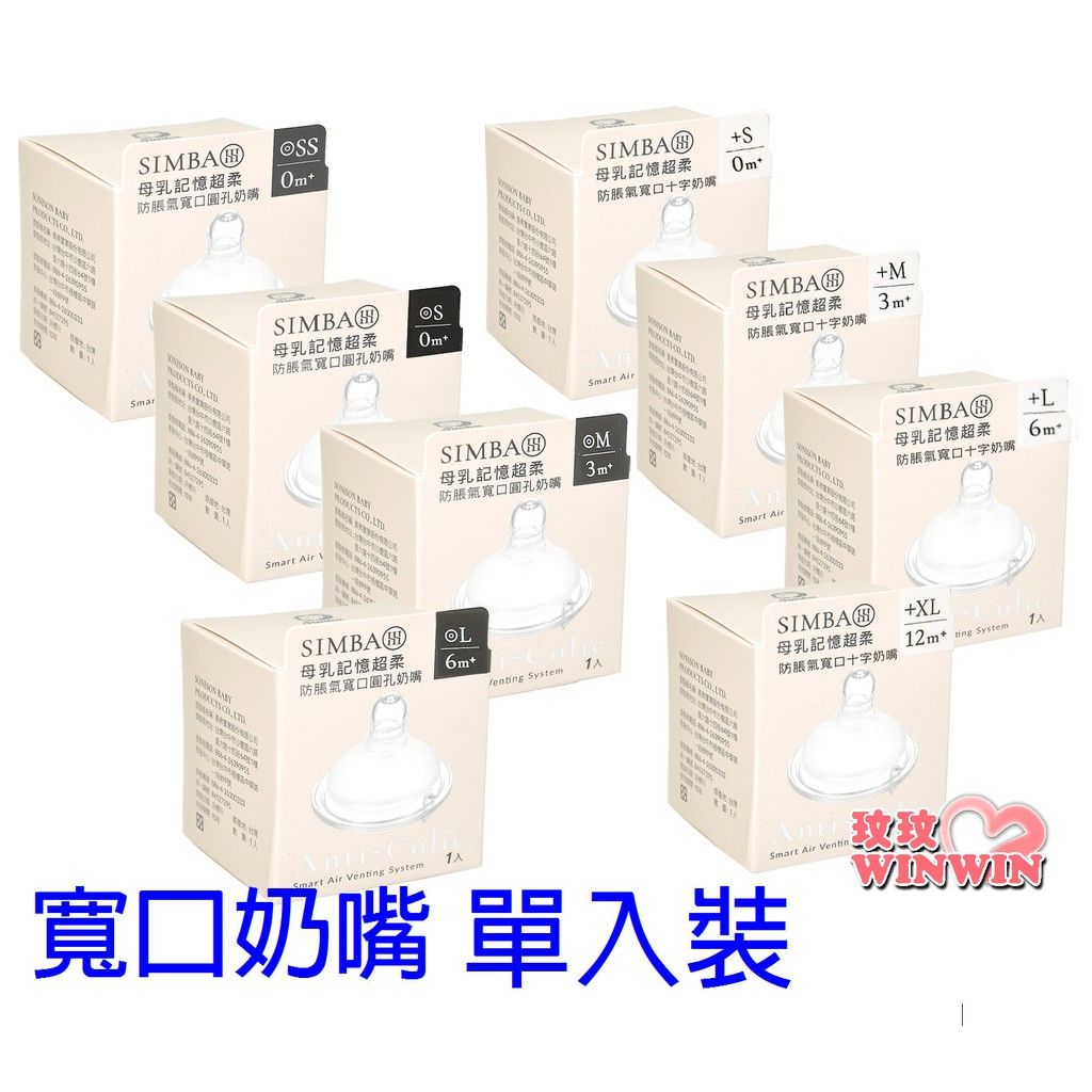 小獅王辛巴 Simba  寬口徑奶嘴單入裝超柔防脹氣，擬造媽媽乳房觸感，為新生兒打造白金級奶嘴 