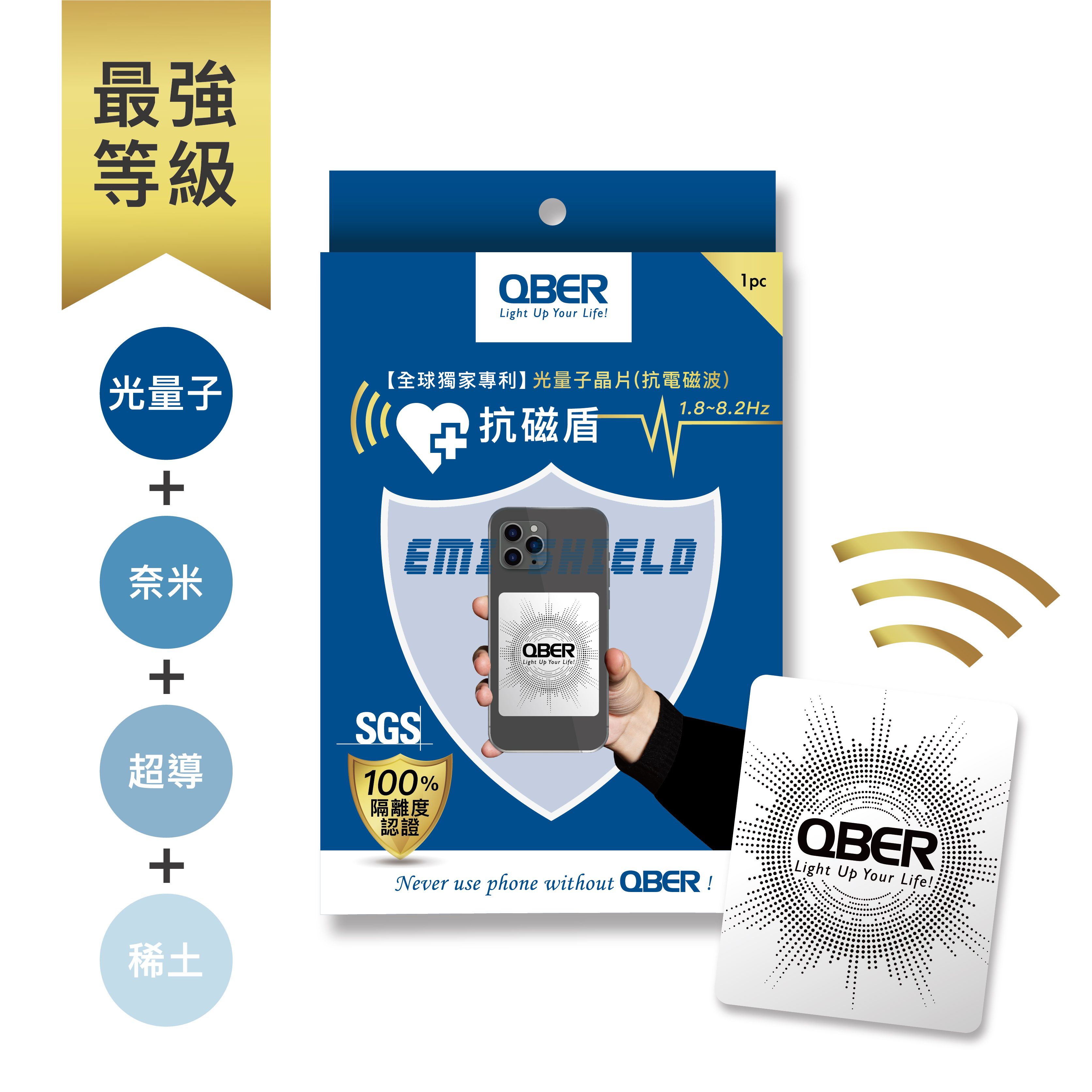 *最強等級* QBER光量子晶片【抗電磁波輻射-抗磁盾】（1入裝）