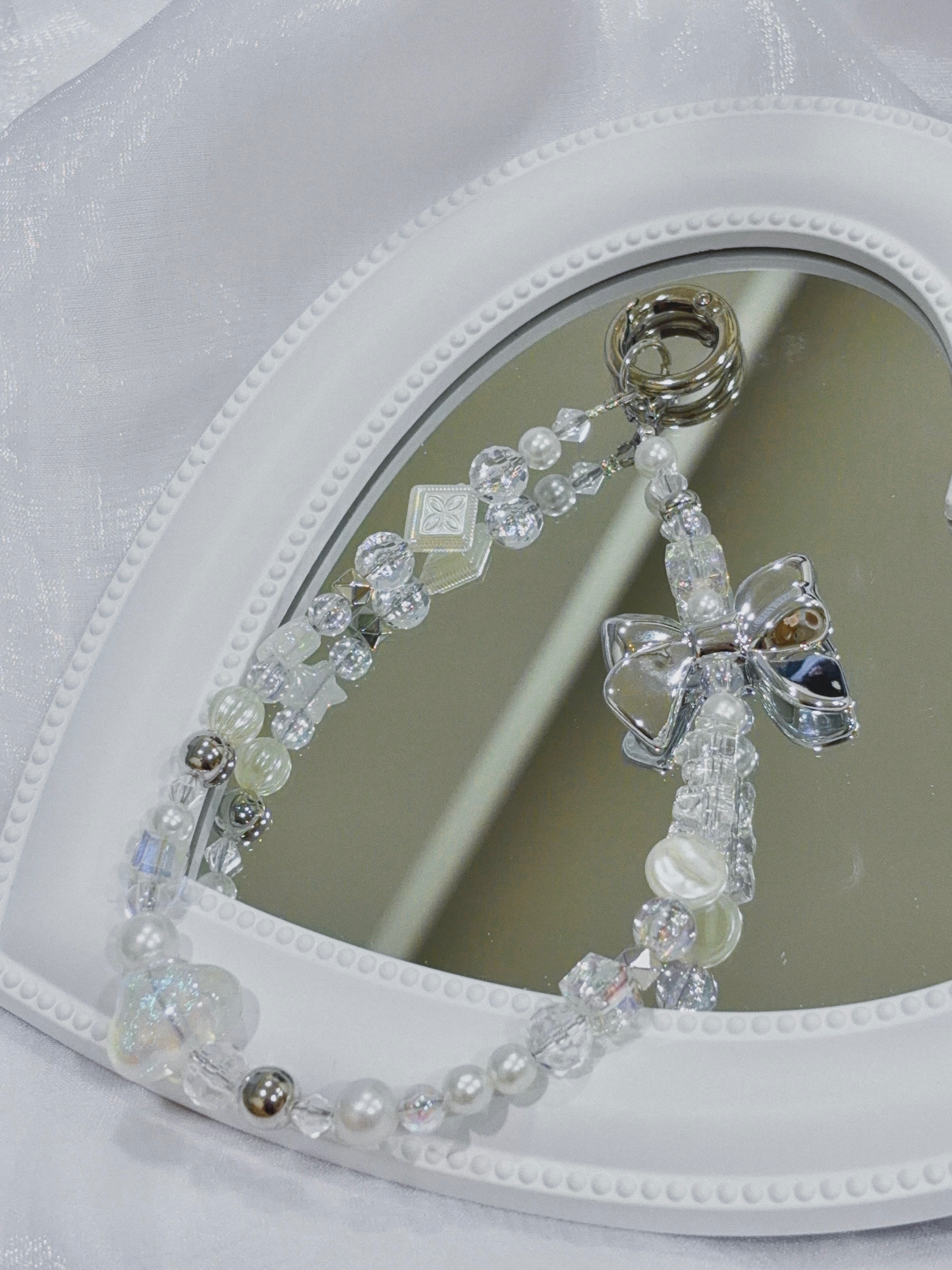 ʟᴜᴘɪ｜銀白色串珠手機吊飾